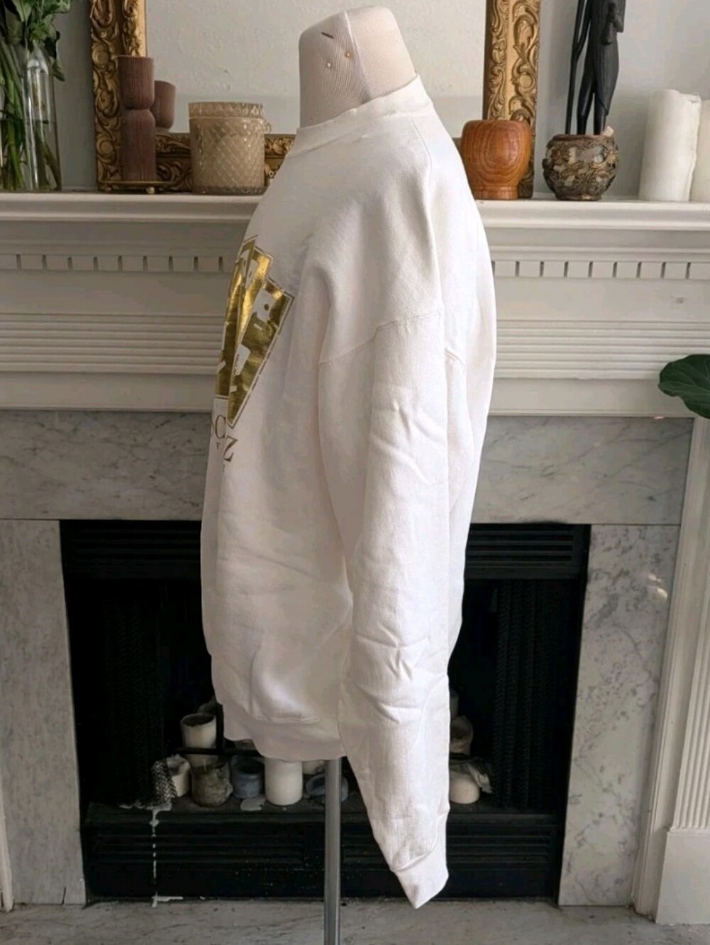 Vintage 90s Y2K FAO Schwarz Las Vegas Sweatshirt White Gold Foil Holiday Sz 2XL - Picture 3 of 10